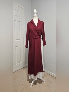 Wrap-Style Maxi Dress in Deep Burgundy